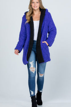 Oversized Teddy Faux Fur Jacket Purple
