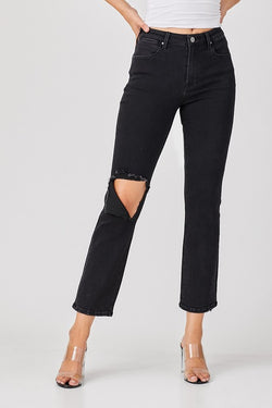 Relaxed Distressed Denim Jeans Black