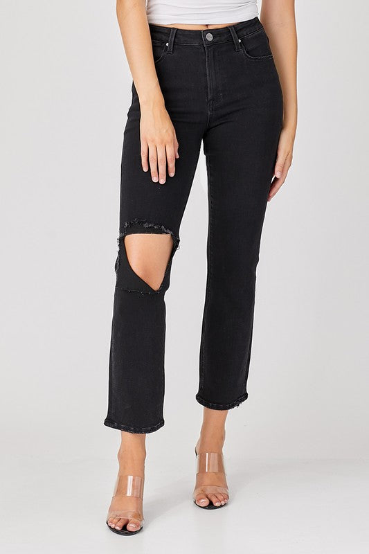 Relaxed Distressed Denim Jeans Black