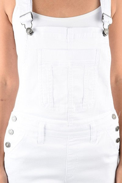 Overall Shorts with Front Pocket White - Athens Georgia Women's Fashion Boutique
