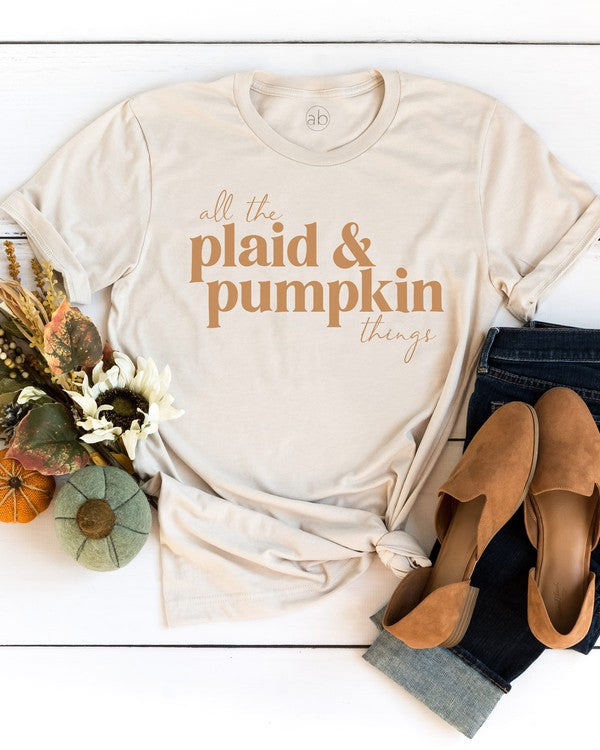 Plaid and Pumpkin Things Graphic Tee Cream