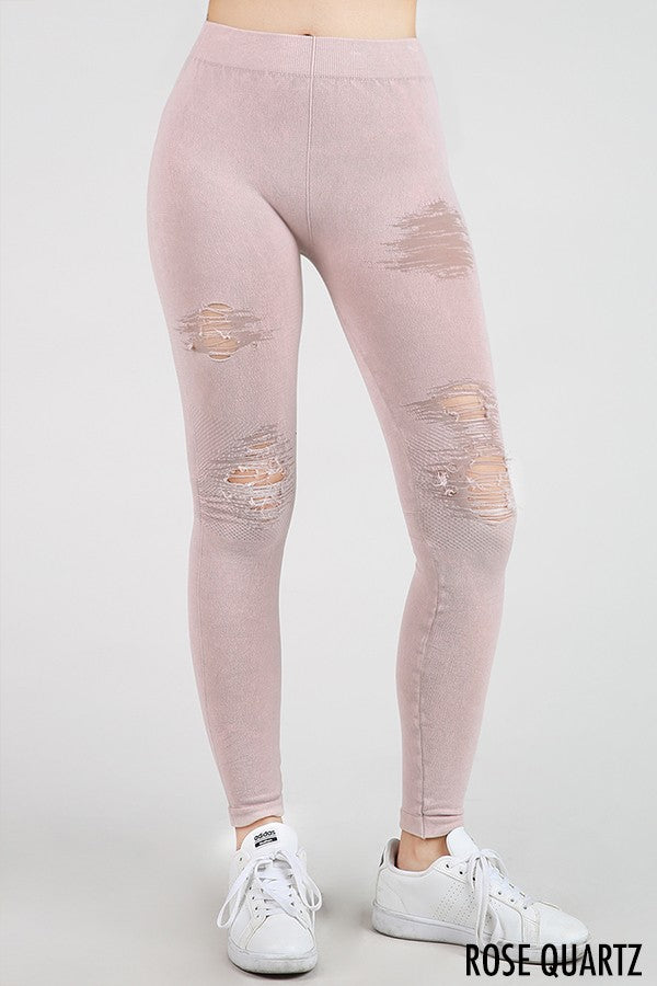 Vintage Destroyed Leggings Rose - Athens Georgia Women's Fashion Boutique