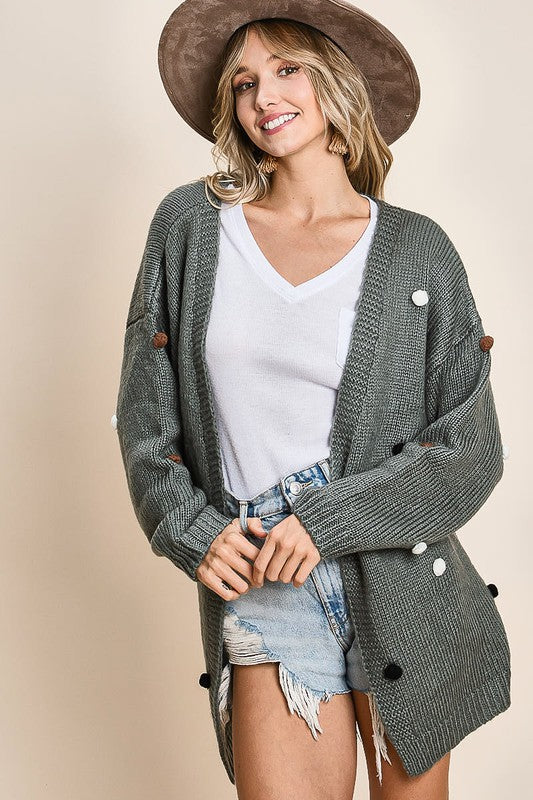 Open Front Sweater Cardigan Dusty Olive
