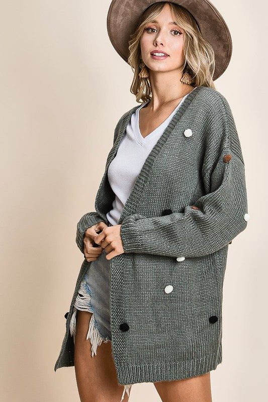 Open Front Sweater Cardigan Dusty Olive