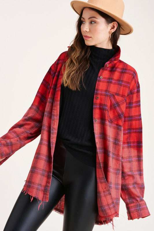 Ombre Flannel Shirt Red