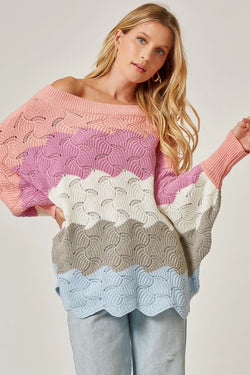 Color Block Knit Sweater Multi