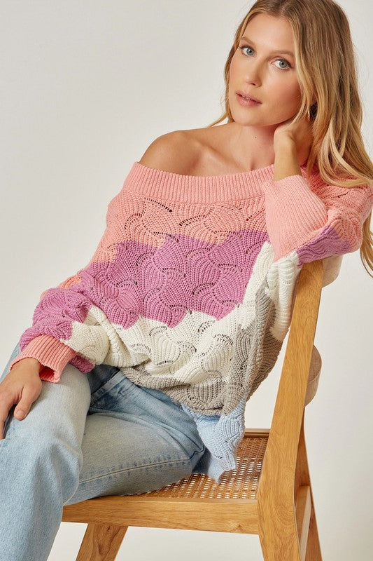 Color Block Knit Sweater Multi