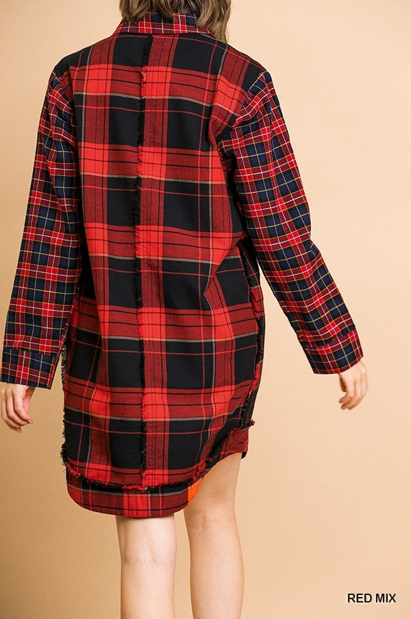 Plaid Long Sleeve Button Front Dress Red - Southern Fashion Boutique Bliss Plaid Long Sleeve Button Front Dress Red - Southern Fashion Boutique Bliss
