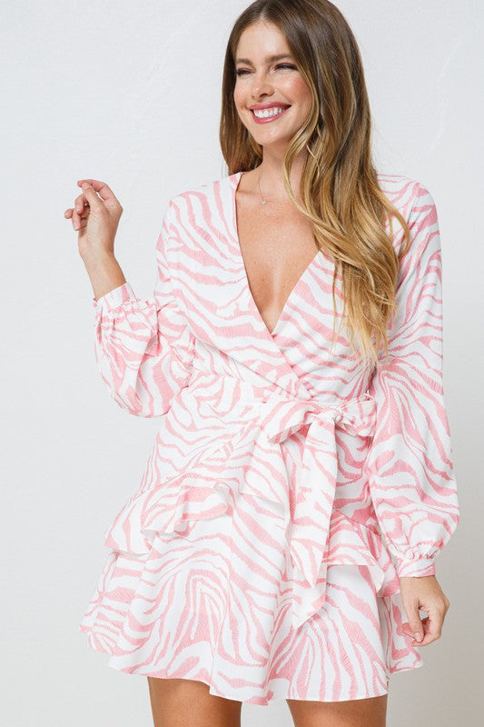 strapless open back dress Zebra Print Skater Dress Pink