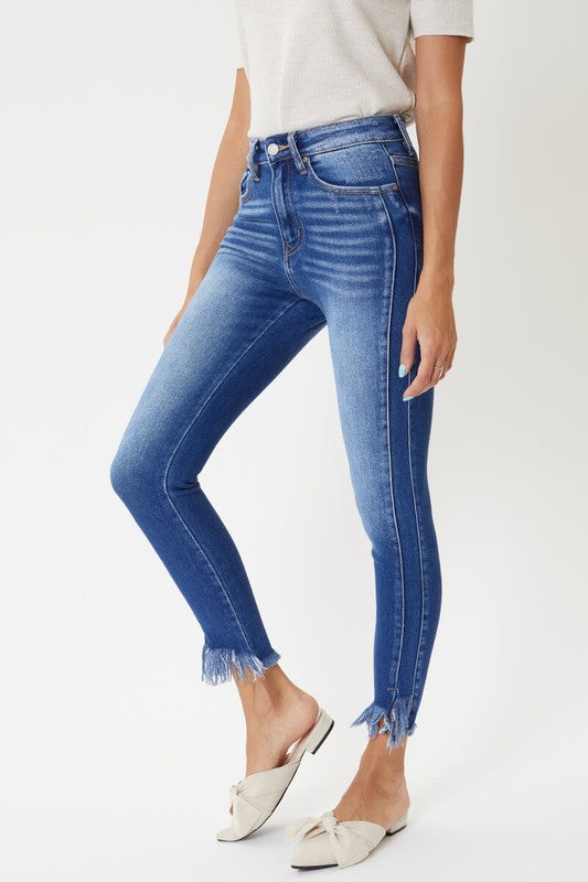 High Rise Hem Detail Skinny Jeans Medium
