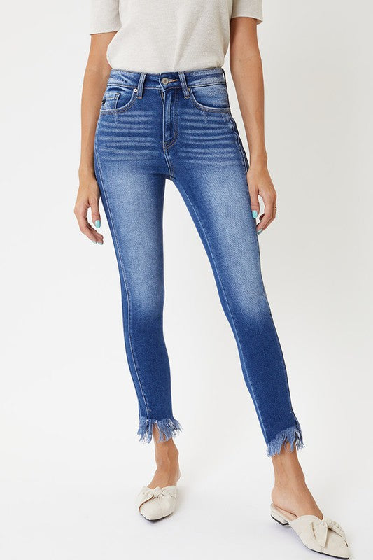 High Rise Hem Detail Skinny Jeans Medium