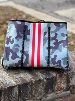 Neoprene Bag Grey Camo w/Red Stripe