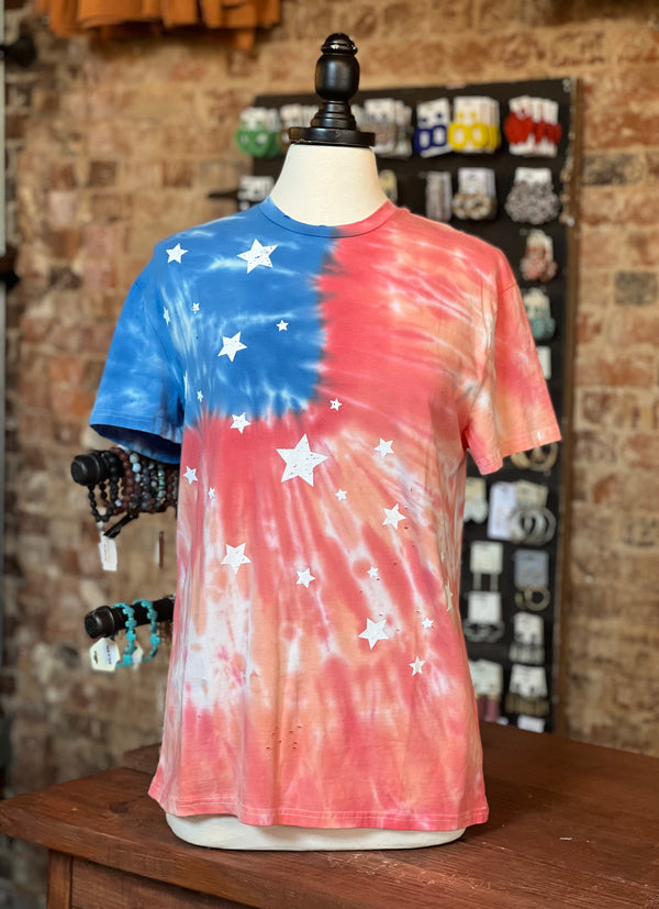 Tie Dye Star Print Top Multi-Color
