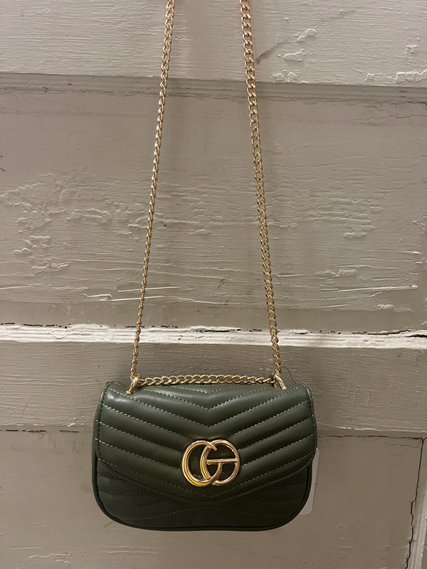 Quilted Faux Leather Crossbody Bag Olive