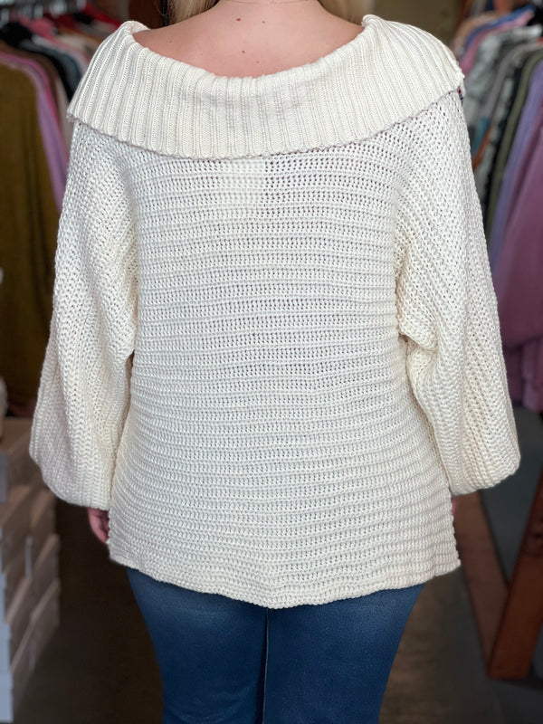 Textured Knit Sweater Cream