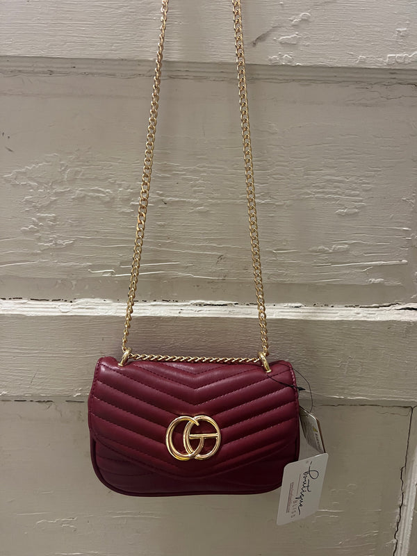 Quilted Faux Leather Crossbody Bag Burgundy