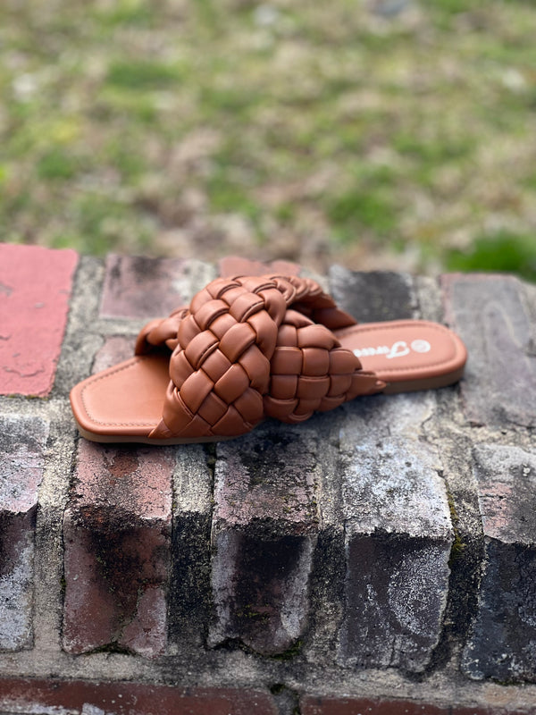 Open Toe X-Strap Casual Sandals Tan