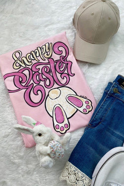 Happy Easter Graphic Tee Pink