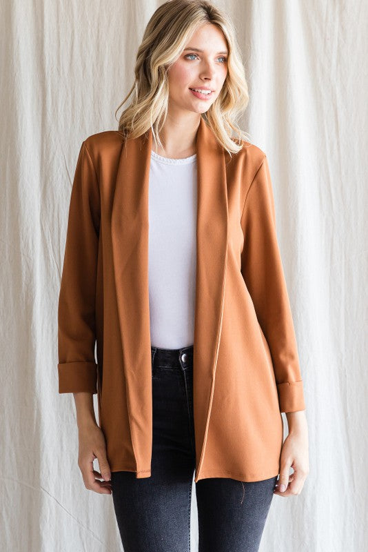 Fold Over Collar Blazer Camel