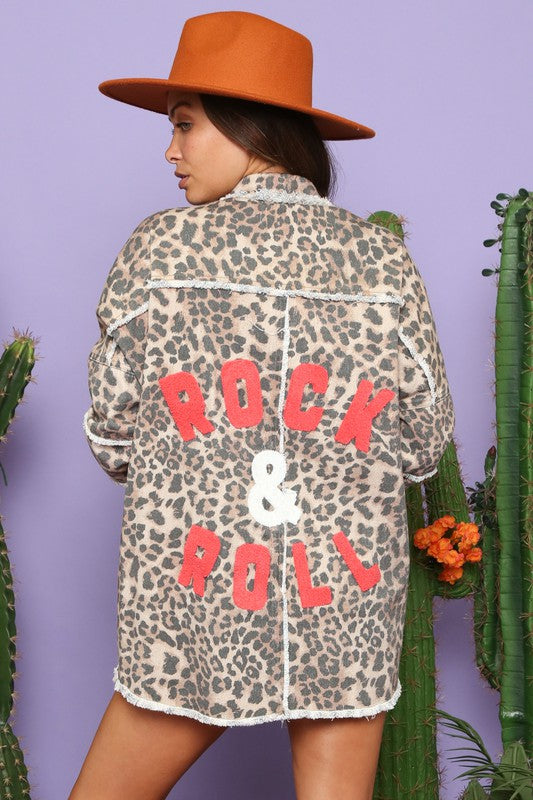 Leopard Jacket With Rock & Roll Patch Leopard