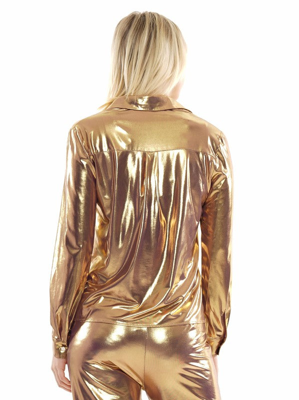 Metallic Foiled Blouse Gold