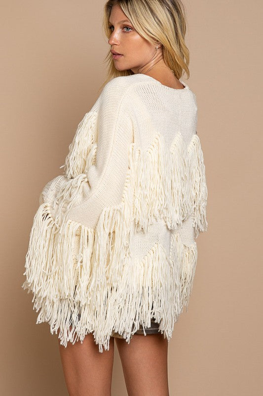 Tassel Detail Open Front Sweater Cardigan Beige - Southern Fashion Boutique Bliss Tassel Detail Open Front Sweater Cardigan Beige - Southern Fashion Boutique Bliss