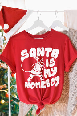 Santa is my Homeboy Graphic Tee Red