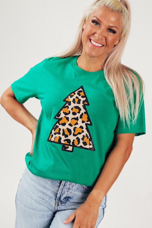 Leopard Tree Graphic Tee Green