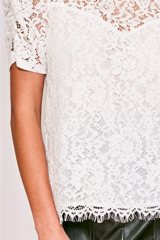 Corded Lace Blouse Off White