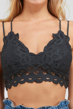 Double Strap Scalloped Lace Bralette Charcoal - Southern Fashion Boutique  Bliss